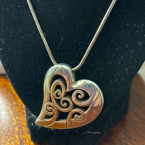 Brighton Contempo Heart Necklace Silver Plated 17”-18” adjustable